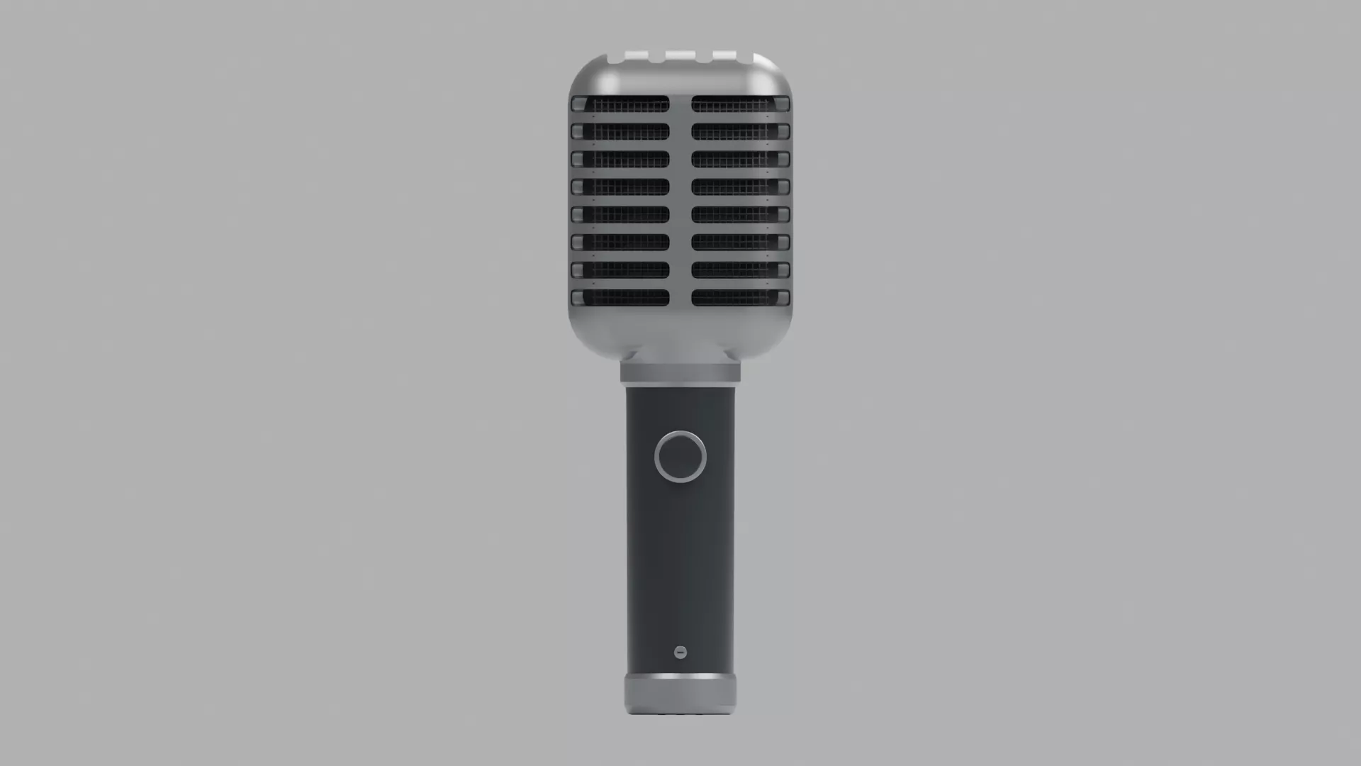 Retro Silver Vocal Microphone with Slotted Grille Low-poly 3D model