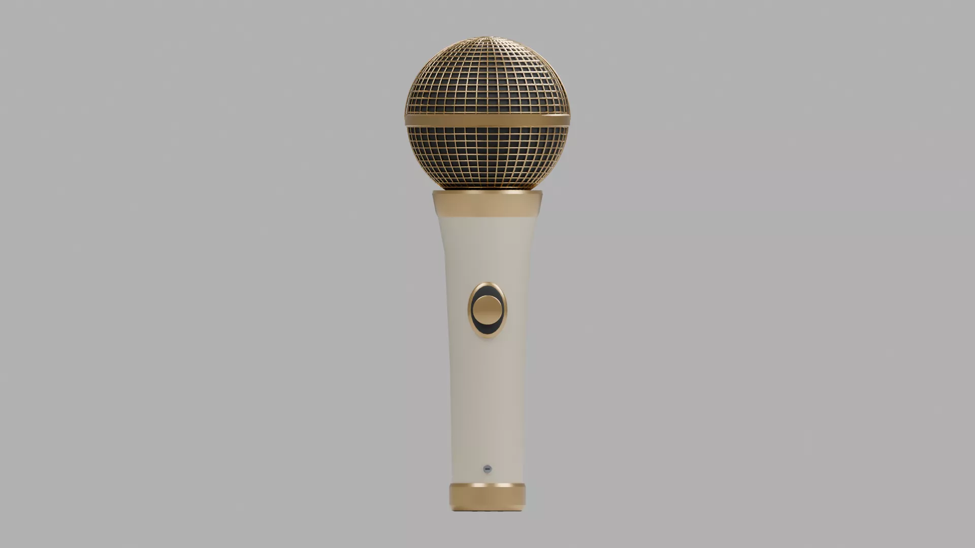 Cream Handheld Microphone with Gold Mesh Low-poly 3D model