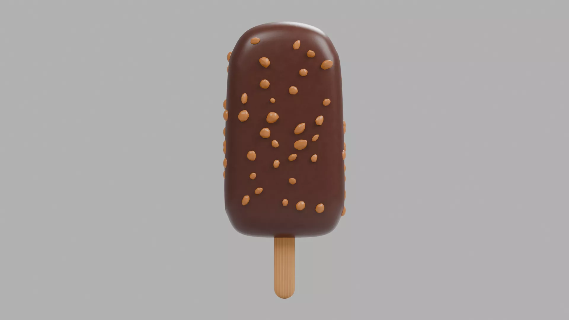 Chocolate Nut Ice Cream Bar on Stick Low-poly 3D model