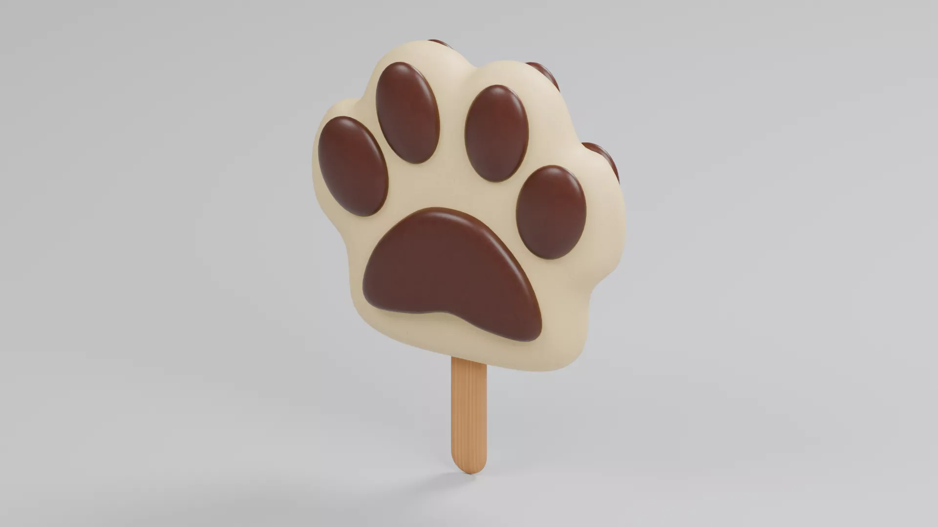 Paw Shaped Frozen Treat with Chocolate Pads Low-poly 3D model