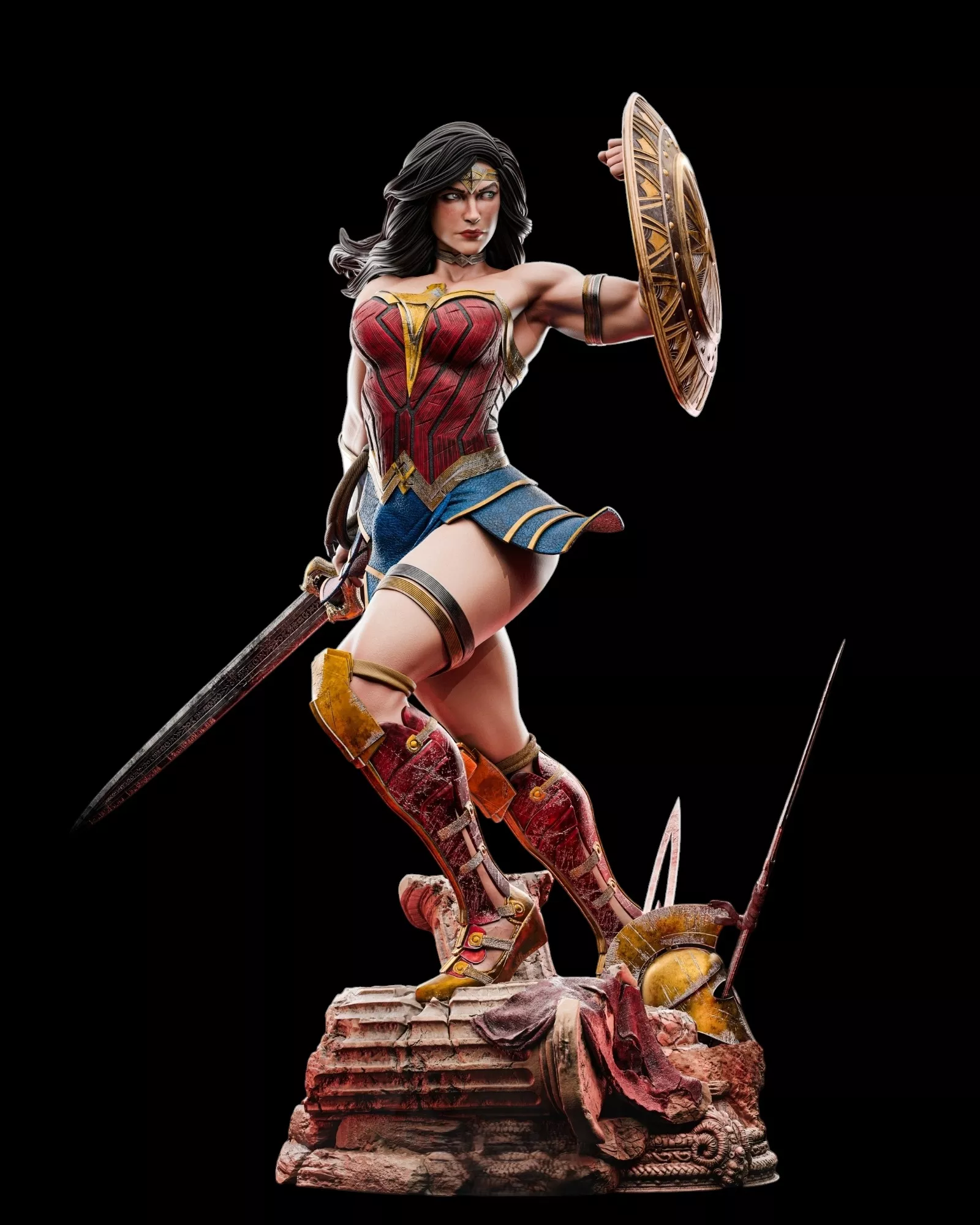 Wonder Woman And Bust 3D Print Model STL 3D print model
