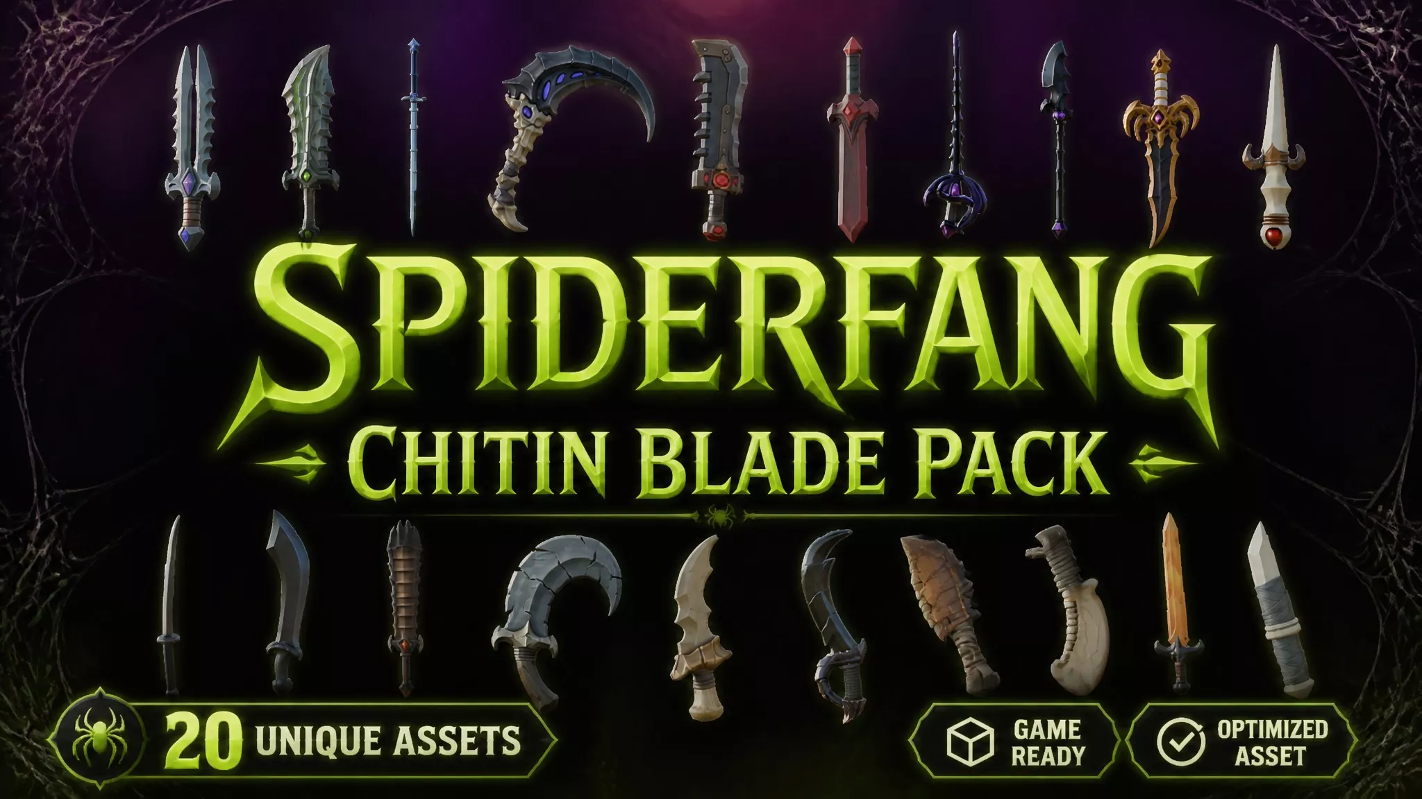 Spiderfang Chitin Blade Pack Low-poly 3D model