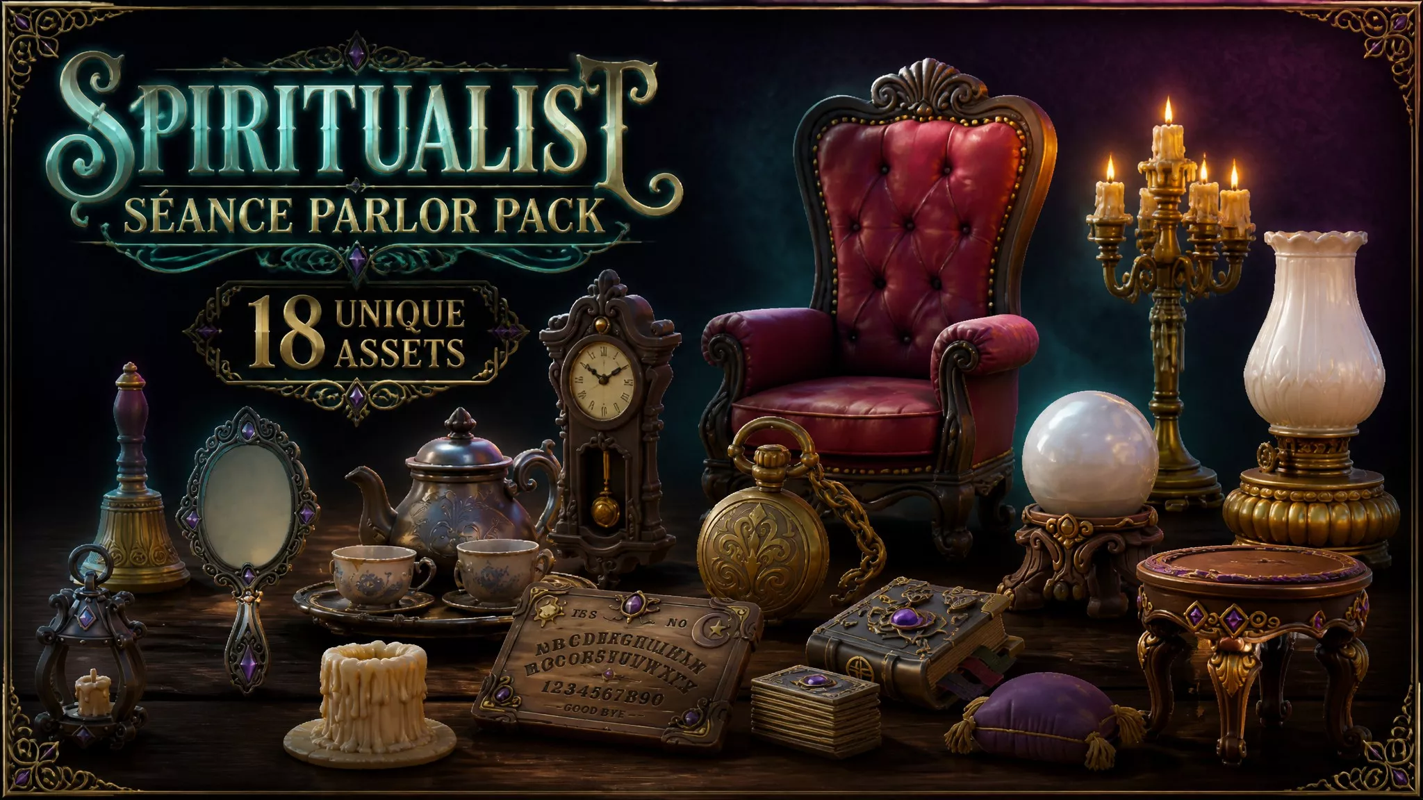 Spiritualist Seance Parlor Pack Low-poly 3D model