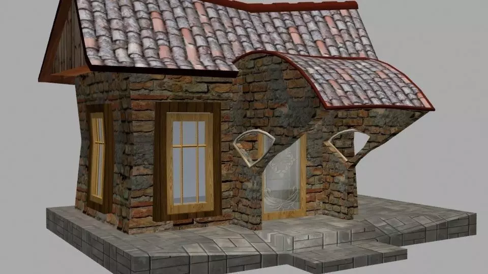 Cartoon house Free low-poly 3D model