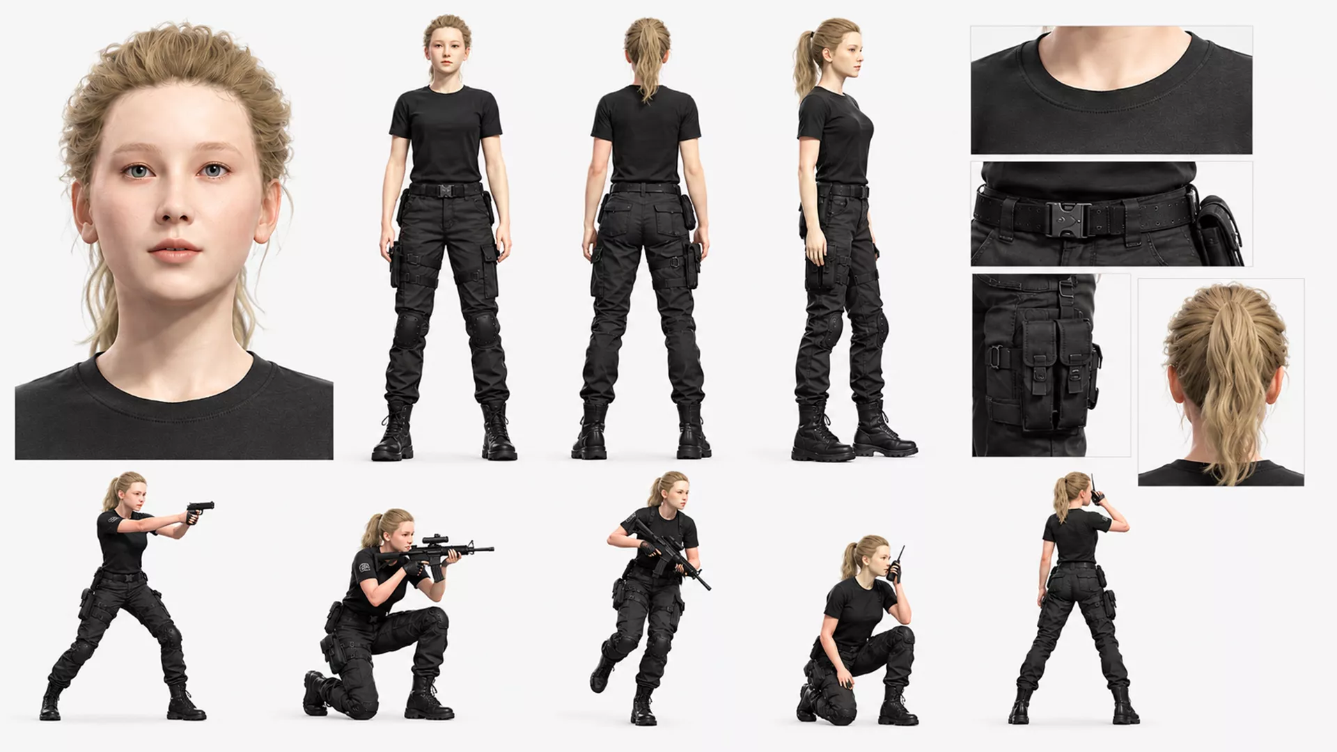 Realistic Female Police Officer 3D model