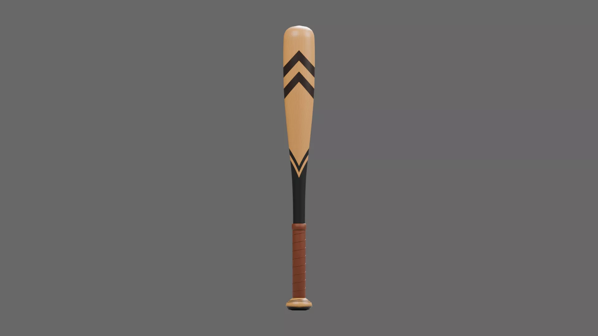 Natural Wood Baseball Bat with Dark Chevrons Low-poly 3D model