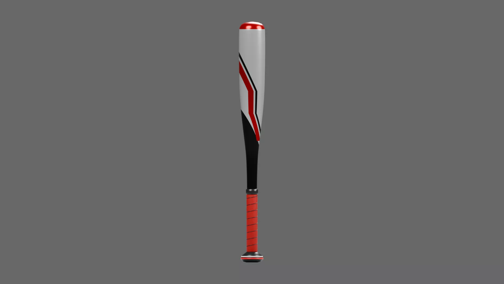 White and Red Sporting Bat with Wrapped Grip Low-poly 3D model