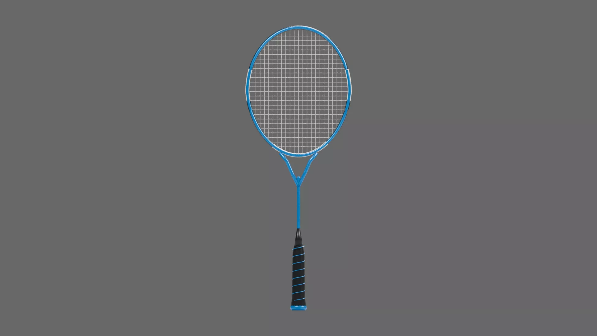Blue Badminton Racket with Dark Handle Low-poly 3D model