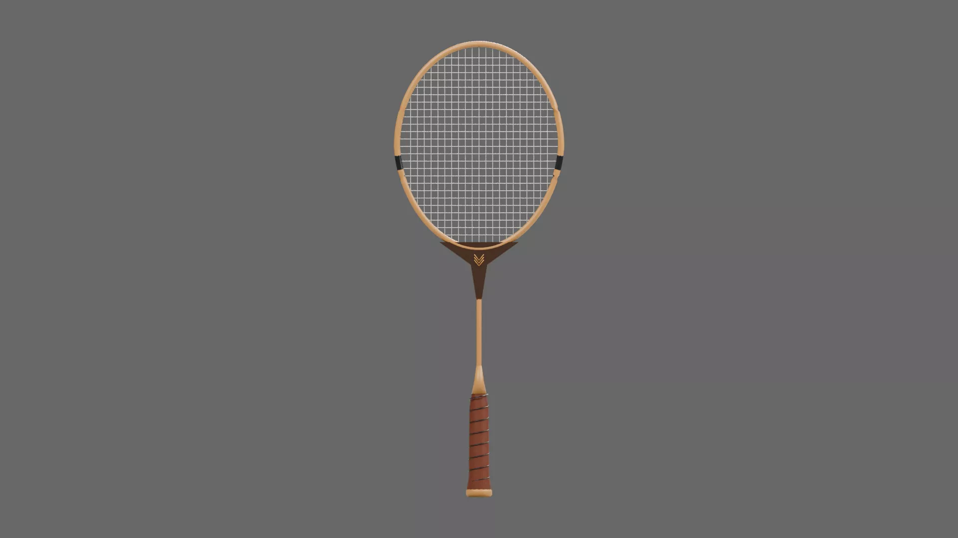 Cream Oval Shuttle Racket with Brown Grip Low-poly 3D model