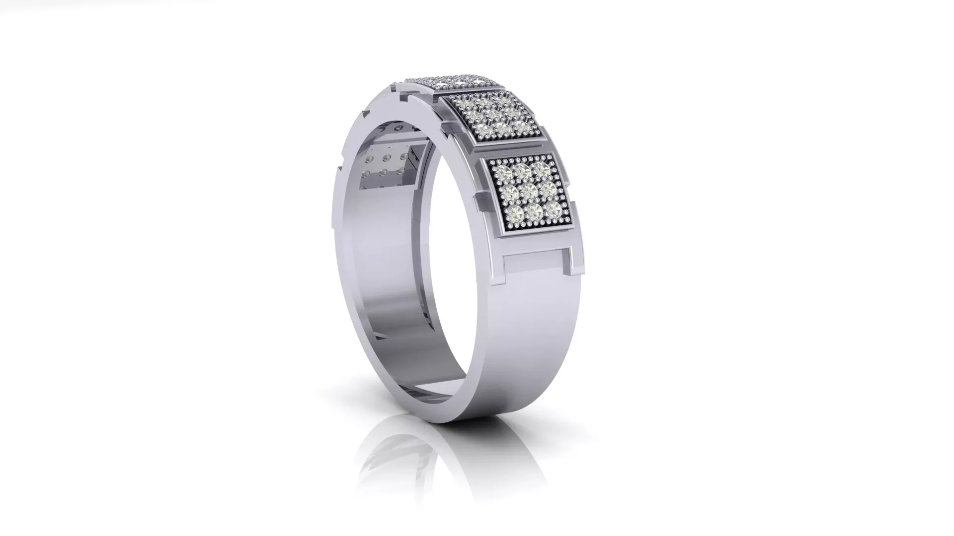 Luxury Multi Panel Pave Band Ring 3D print model