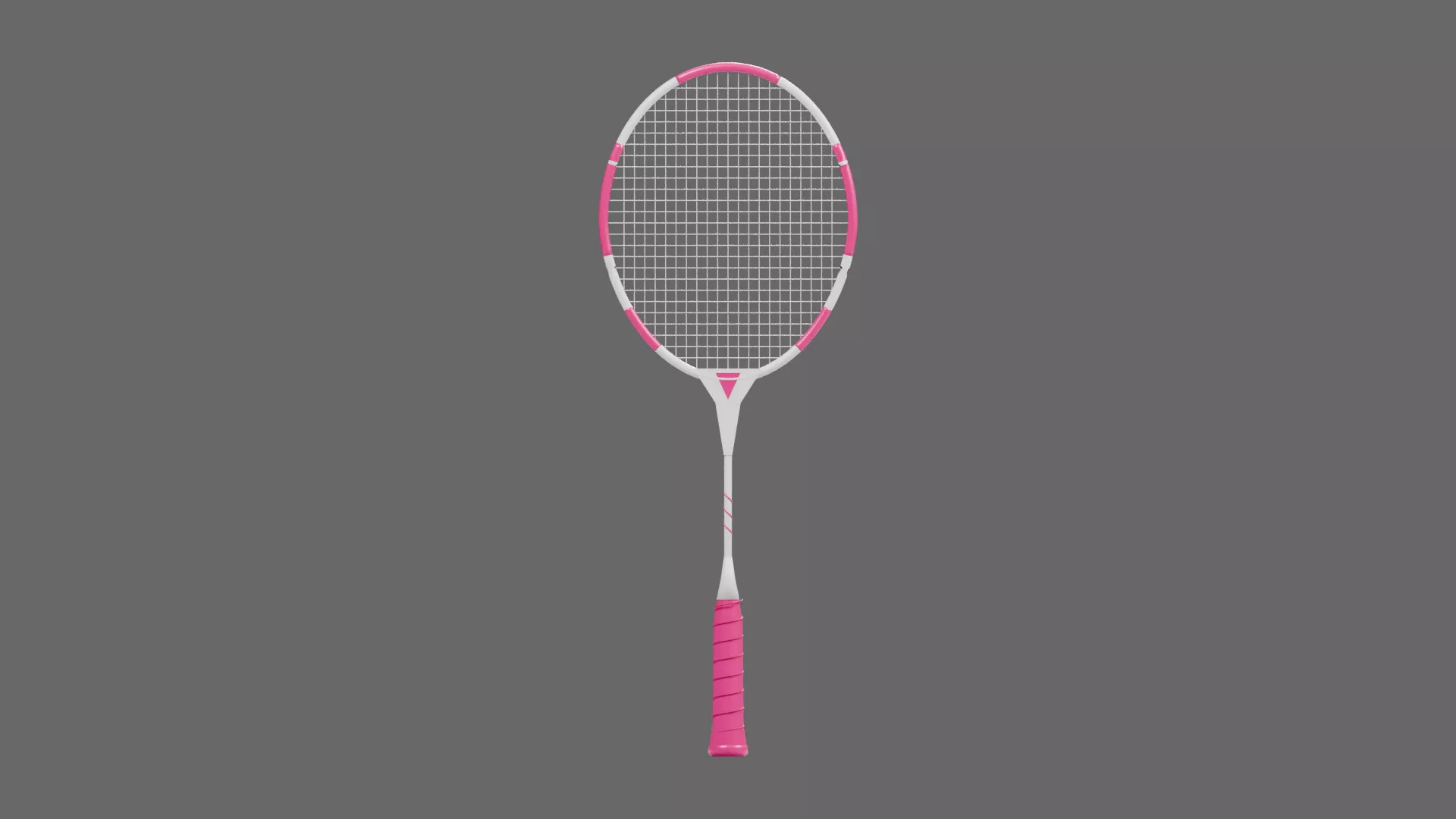 Pink and White Badminton Racket Low-poly 3D model