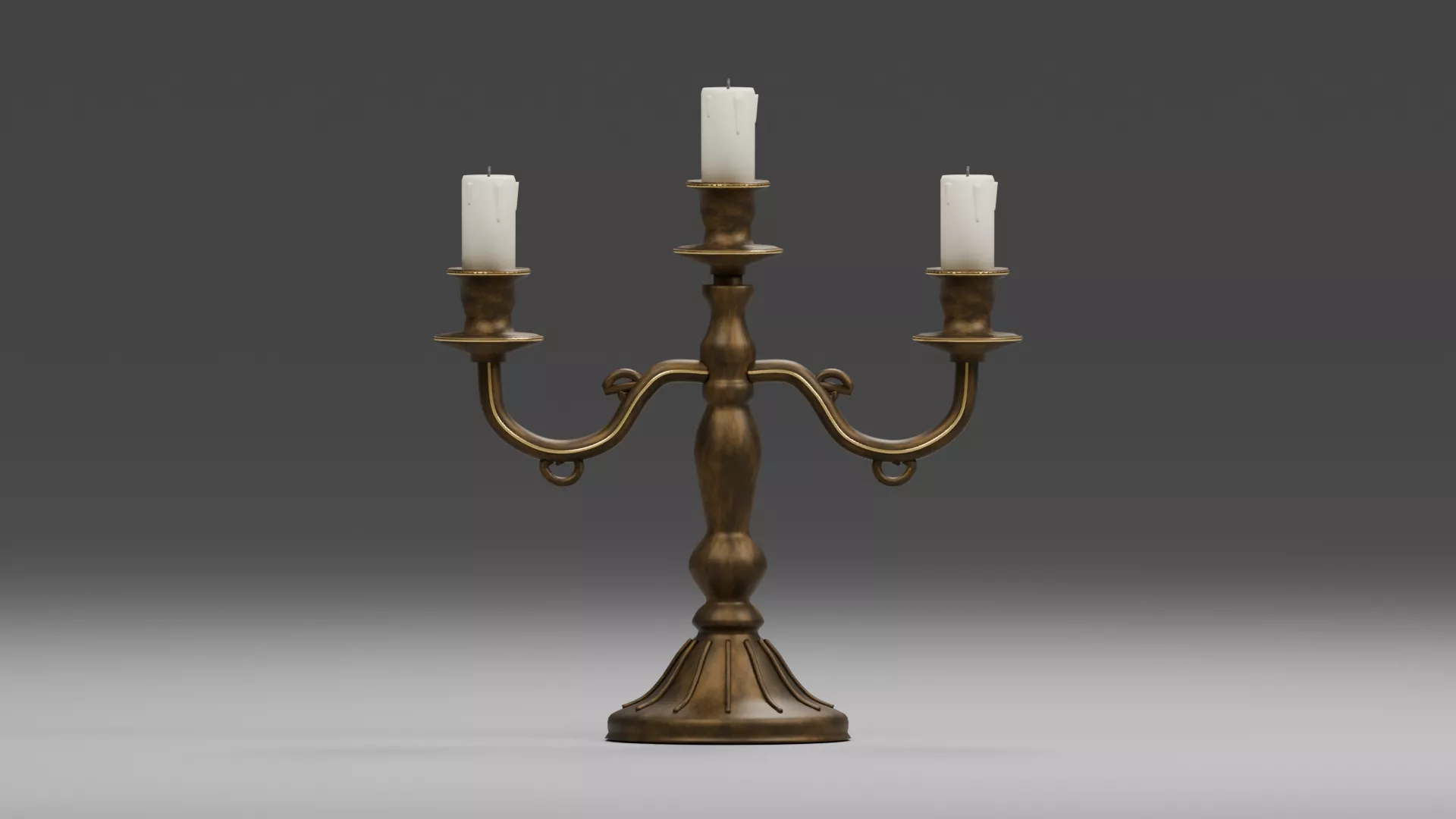 Antique Bronze Candelabrum with Curved Arms Low-poly 3D model