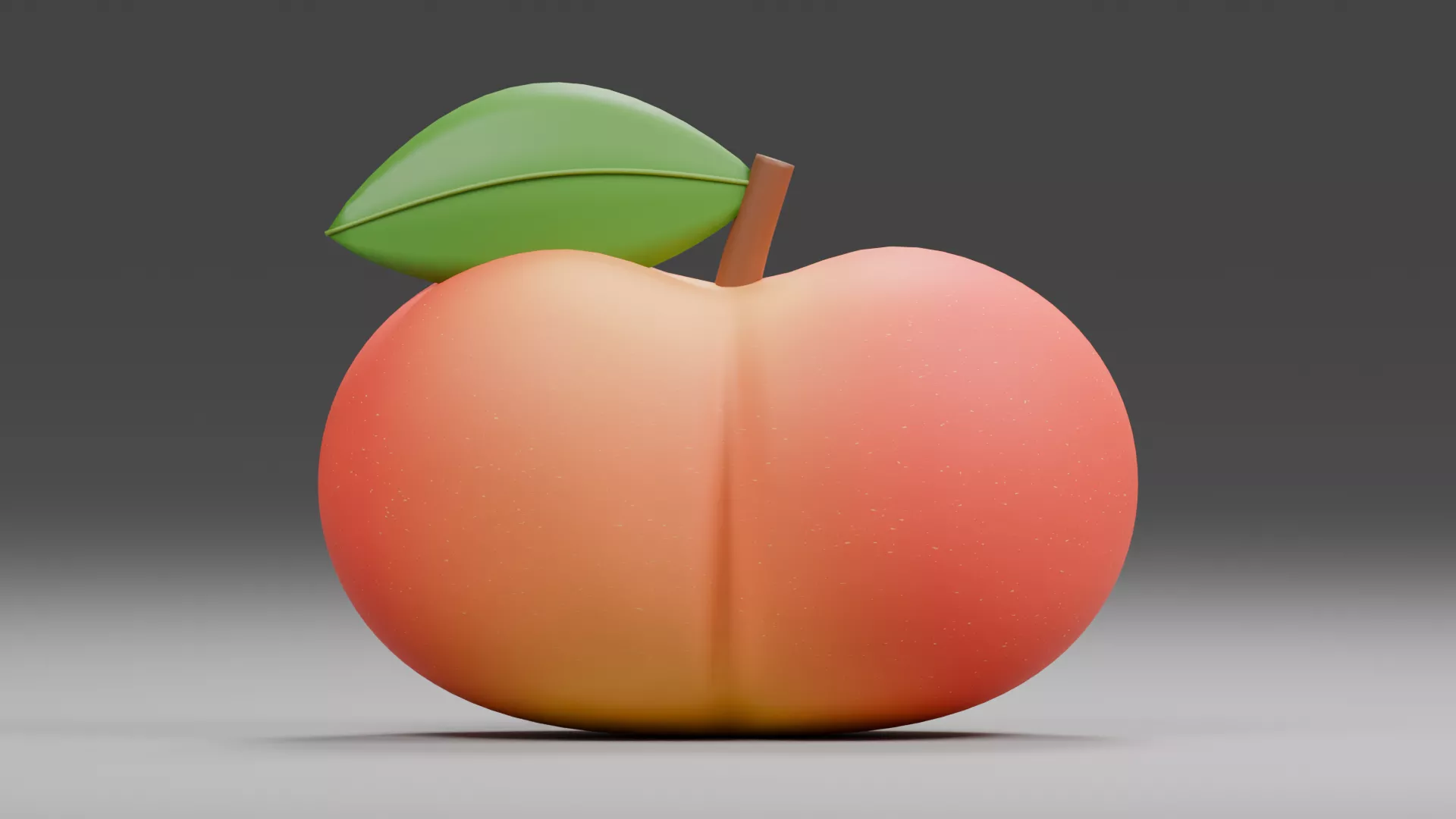 Plump Coral Peach with Deep Center Crease Low-poly 3D model