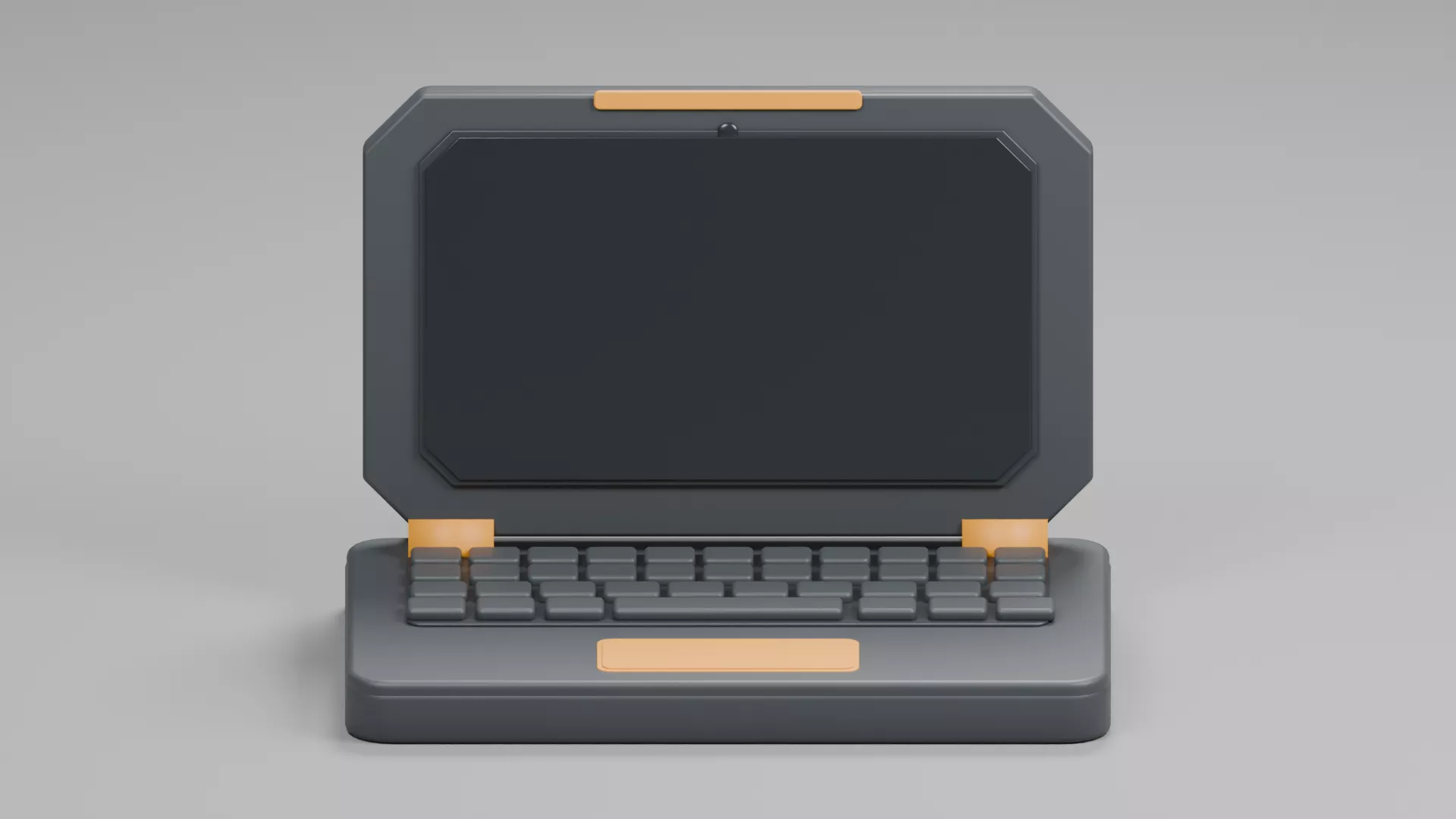 Compact Gray Laptop with Gold Accents Low-poly 3D model