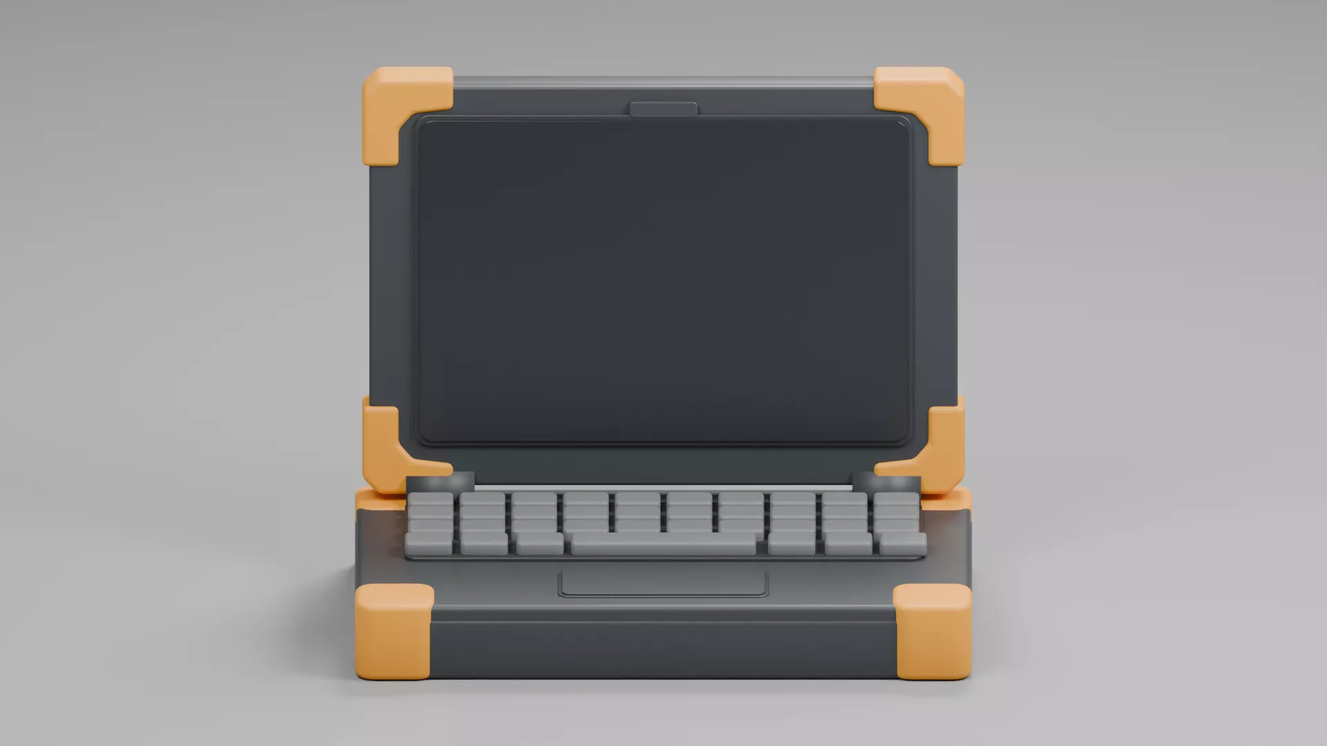 Rugged Notebook Computer with Corner Guards Low-poly 3D model