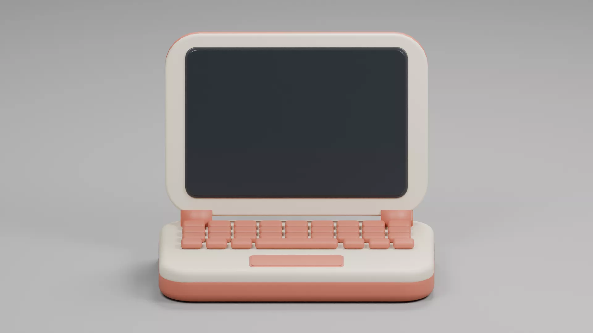 Cream and Coral Portable Computer Low-poly 3D model