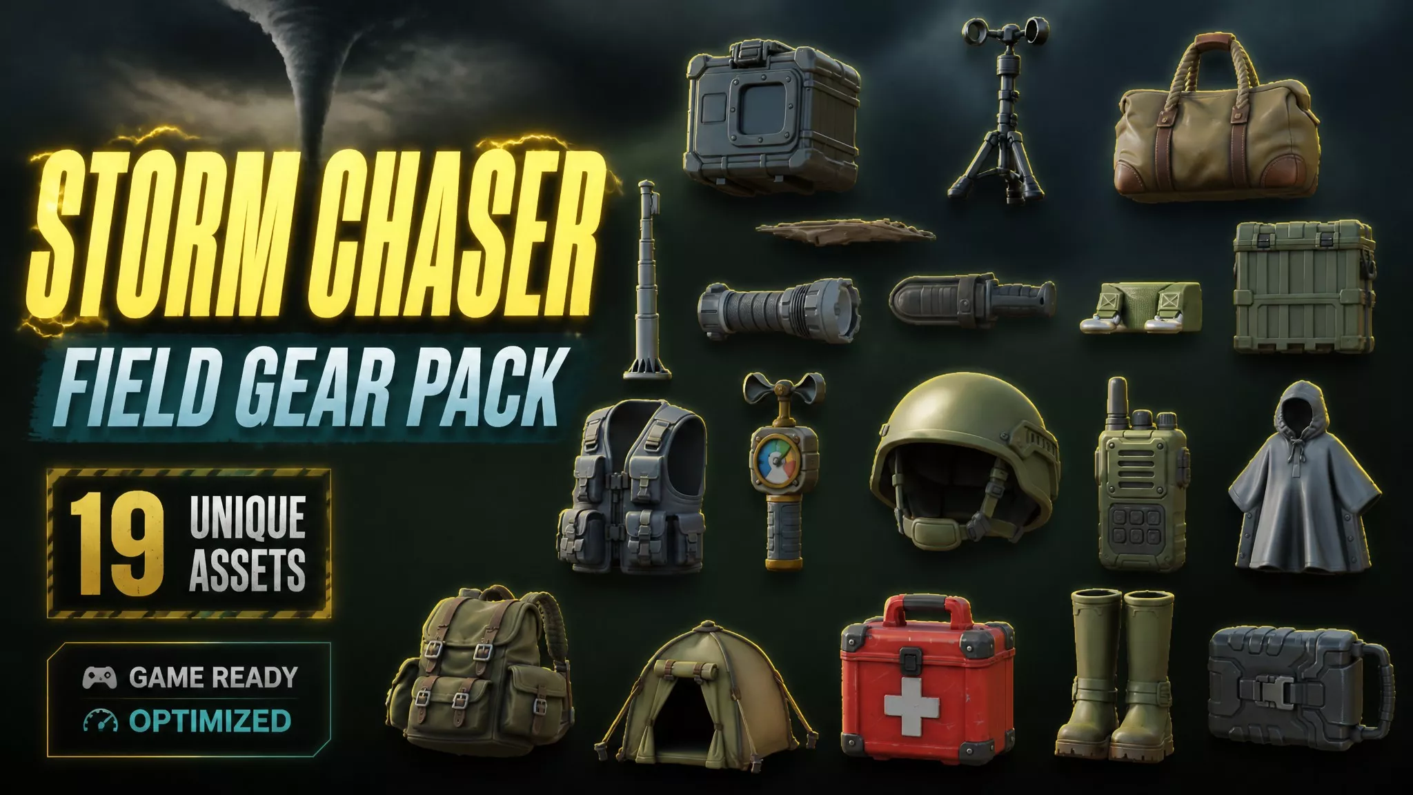 Storm Chaser Field Gear Pack Low-poly 3D model