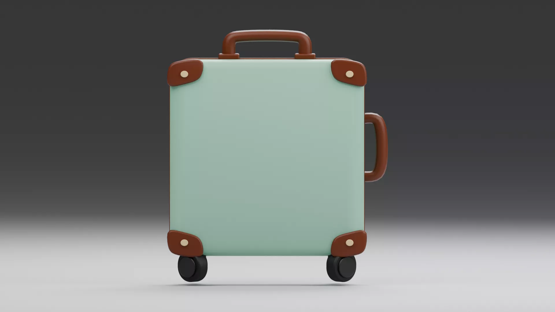 Mint Travel Case with Brown Corner Guards Low-poly 3D model