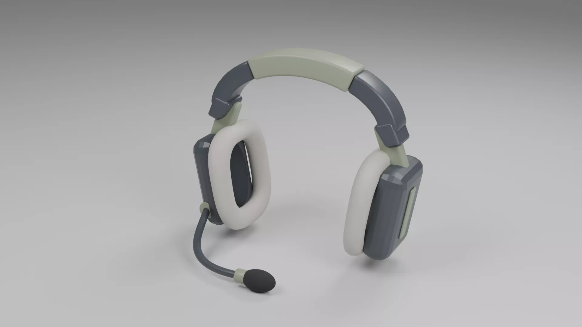 Gray Gaming Headset with Rectangular Ear Cups Low-poly 3D model