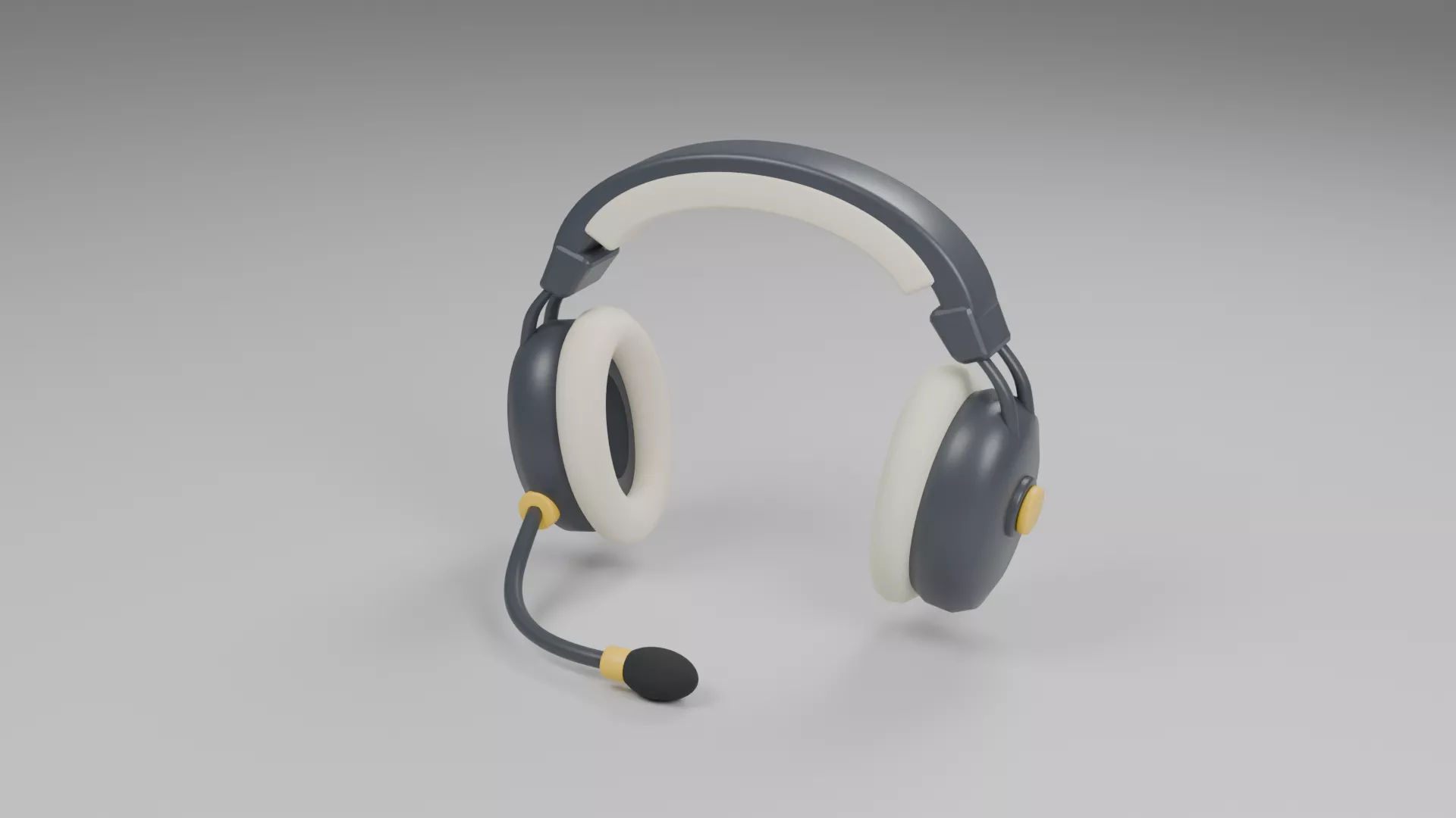 Dark Over Ear Headphones with Boom Microphone Low-poly 3D model