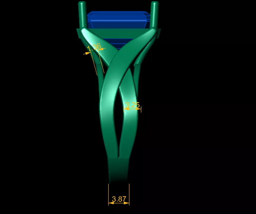 Emerald Cut Gemstone Ring 3D Model STL 3D print model