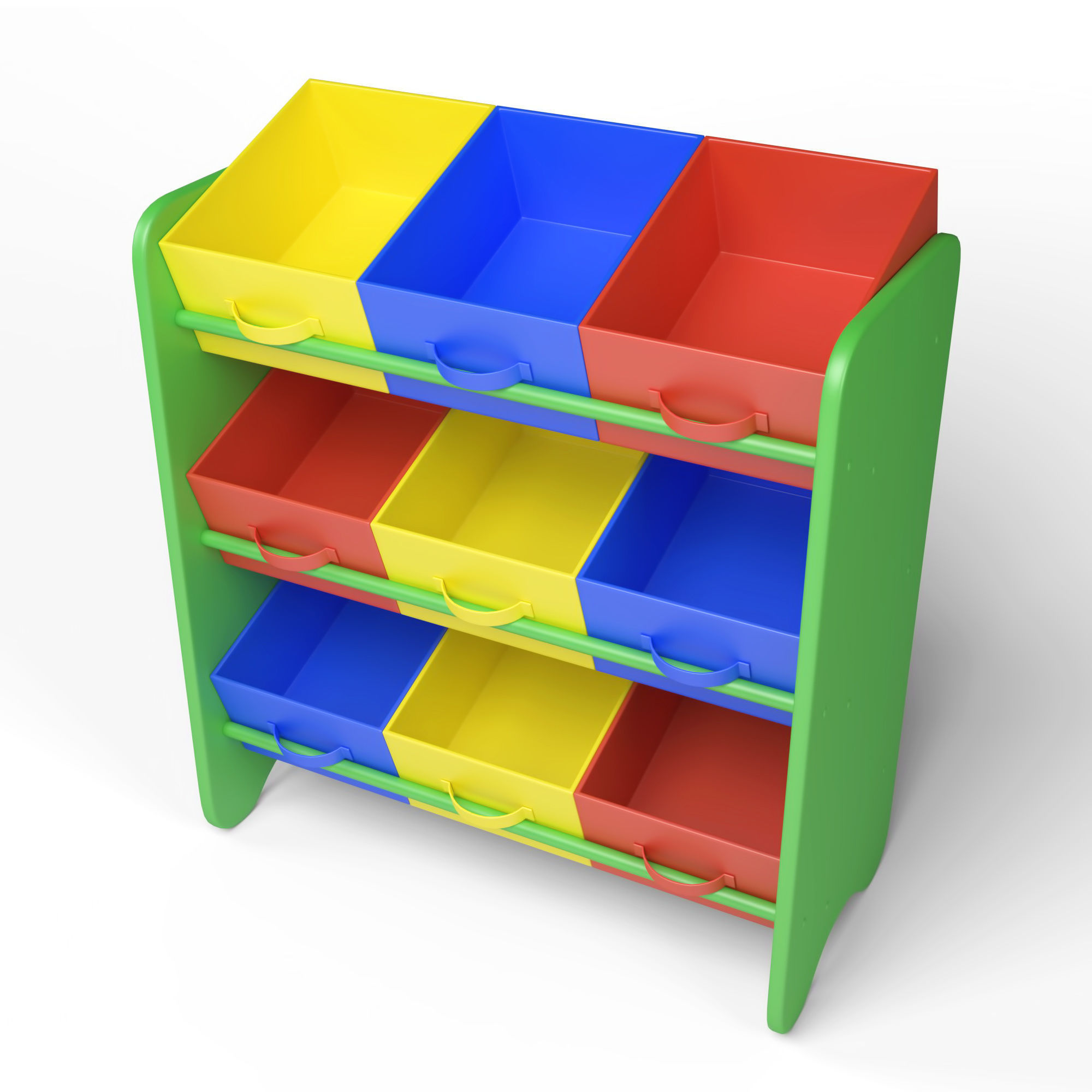 Kids Storage Box Shelf System -Boys 3D model_1