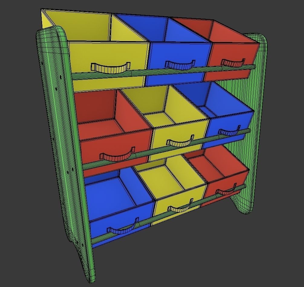Kids Storage Box Shelf System -Boys 3D model_15