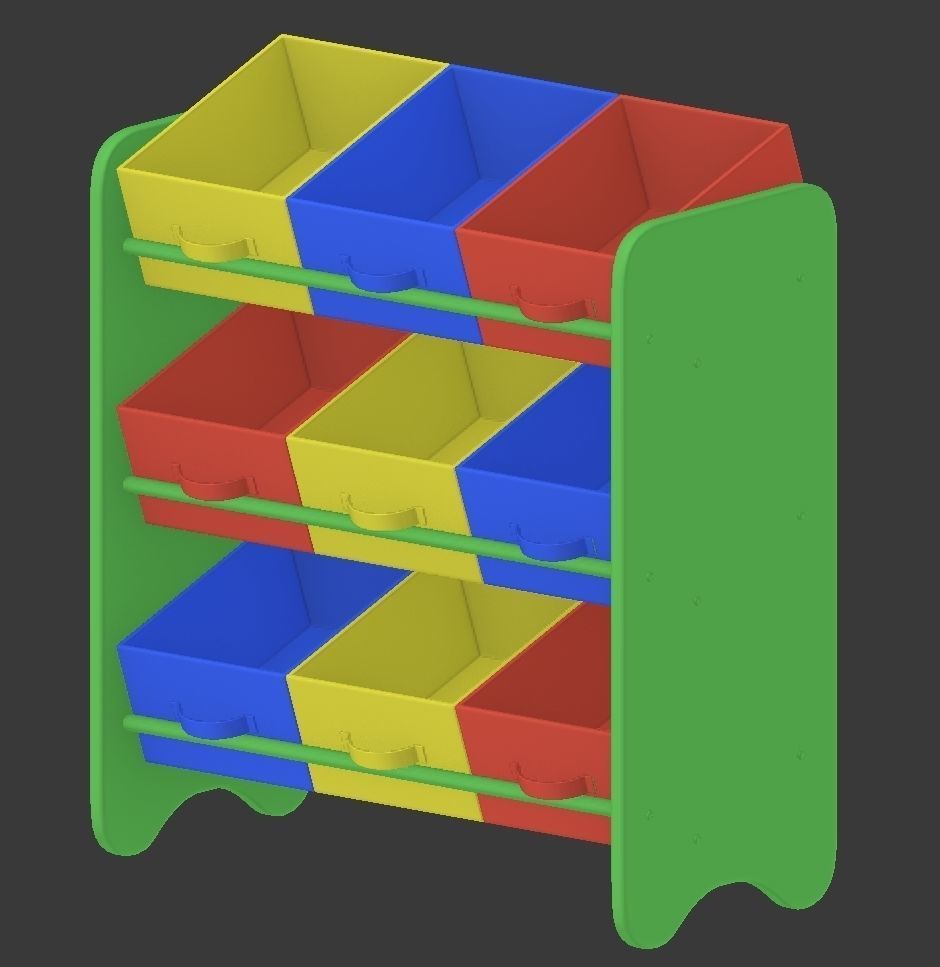Kids Storage Box Shelf System -Boys 3D model_14