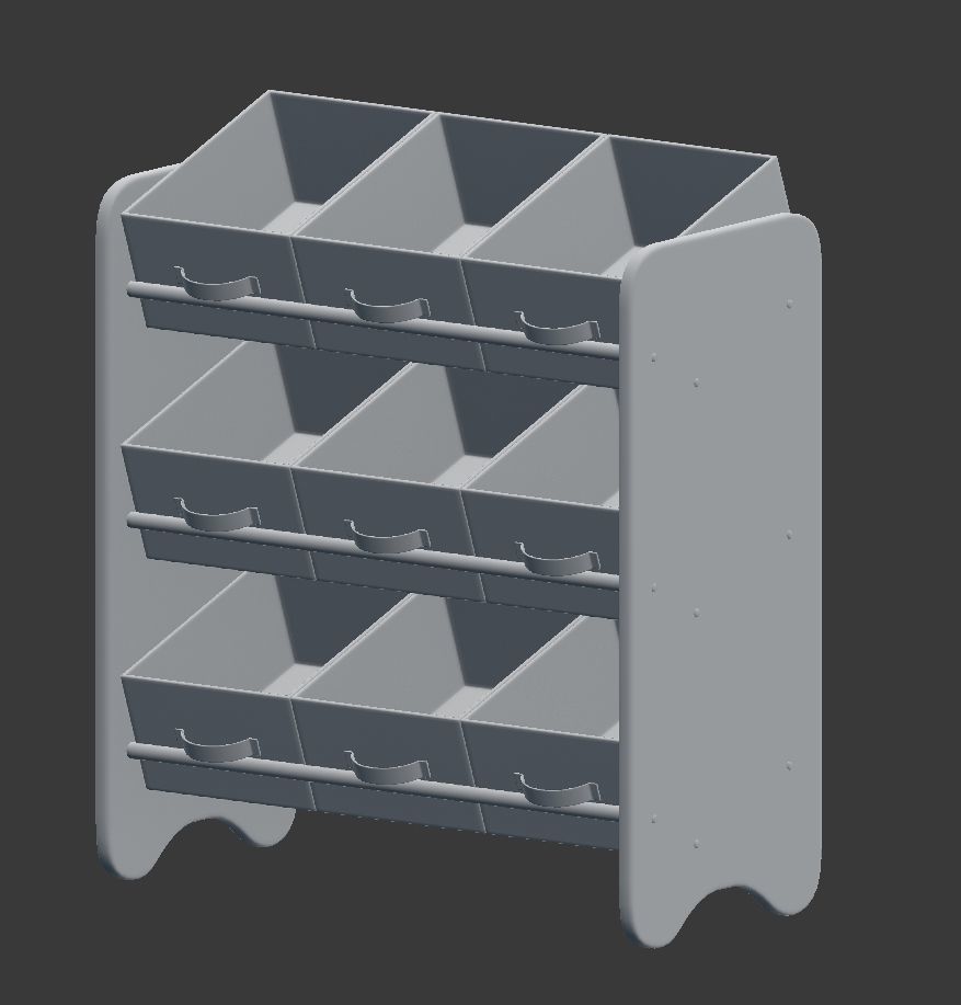 Kids Storage Box Shelf System -Boys 3D model_7