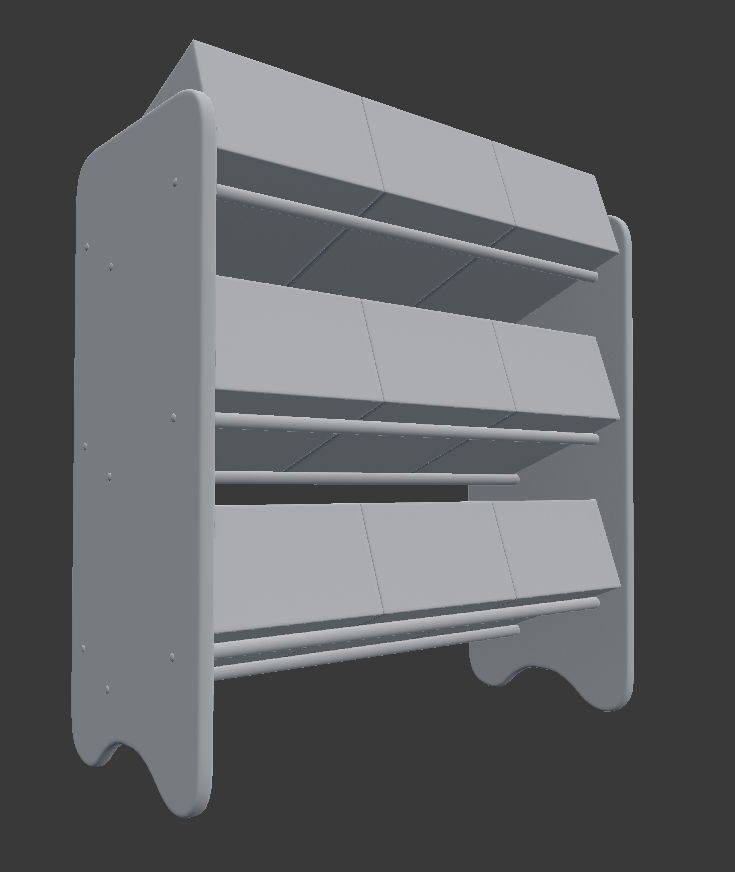 Kids Storage Box Shelf System -Boys 3D model_3