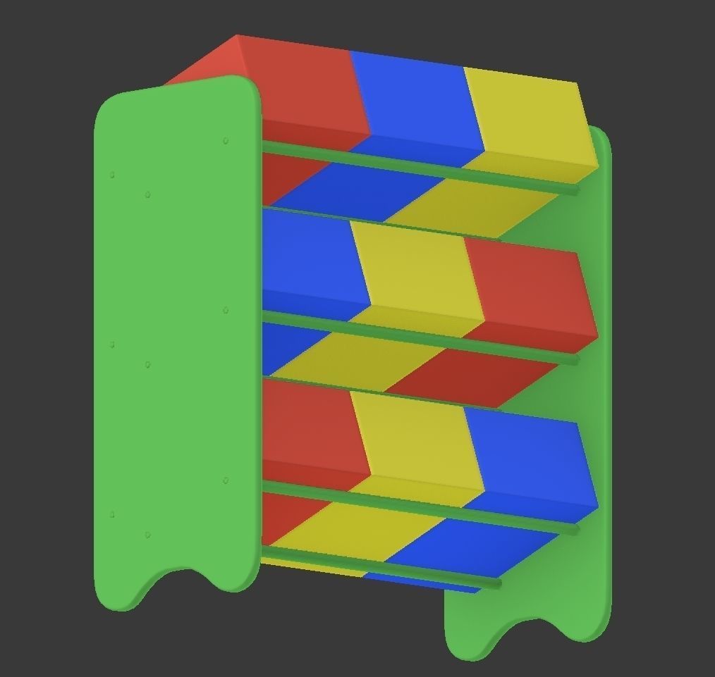 Kids Storage Box Shelf System -Boys 3D model_13