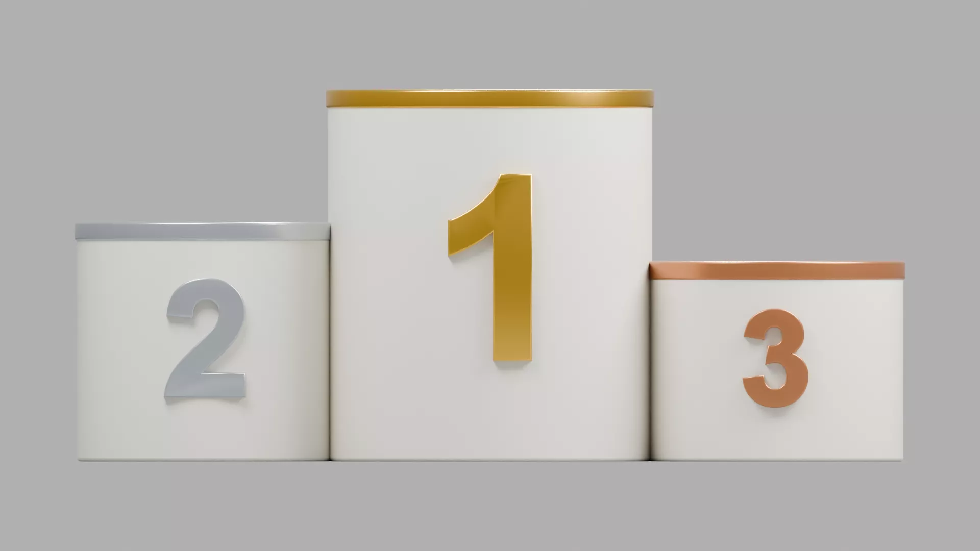 White Medal Podium with Metallic Tops Low-poly 3D model