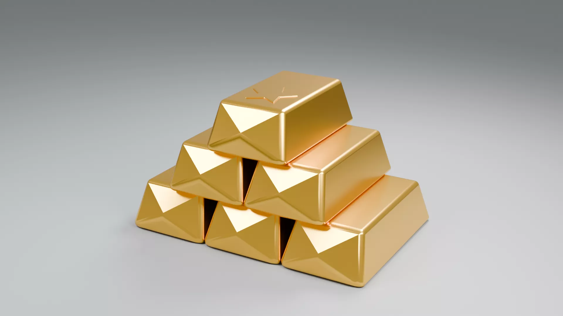 Pyramid Stack of Faceted Gold Ingots Low-poly 3D model