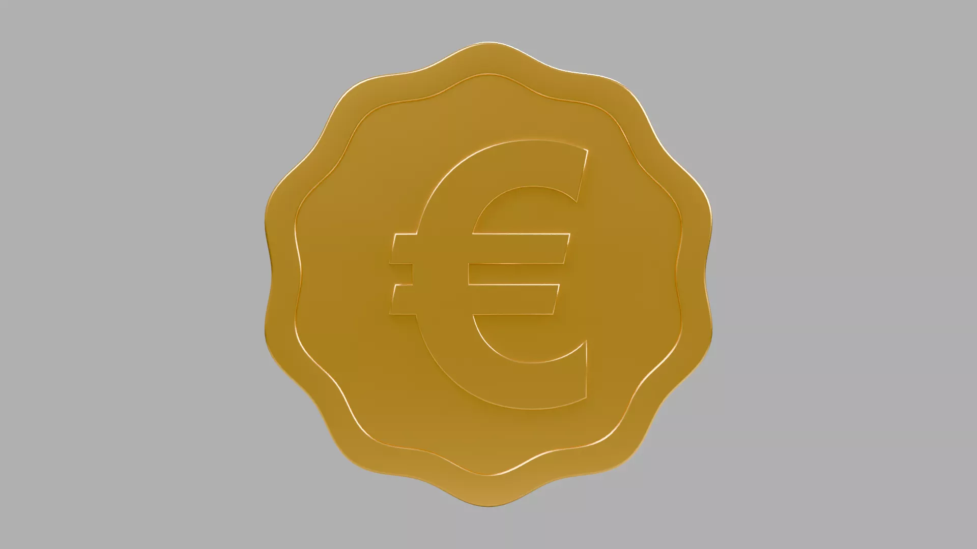 Scalloped Golden Euro Currency Token Low-poly 3D model