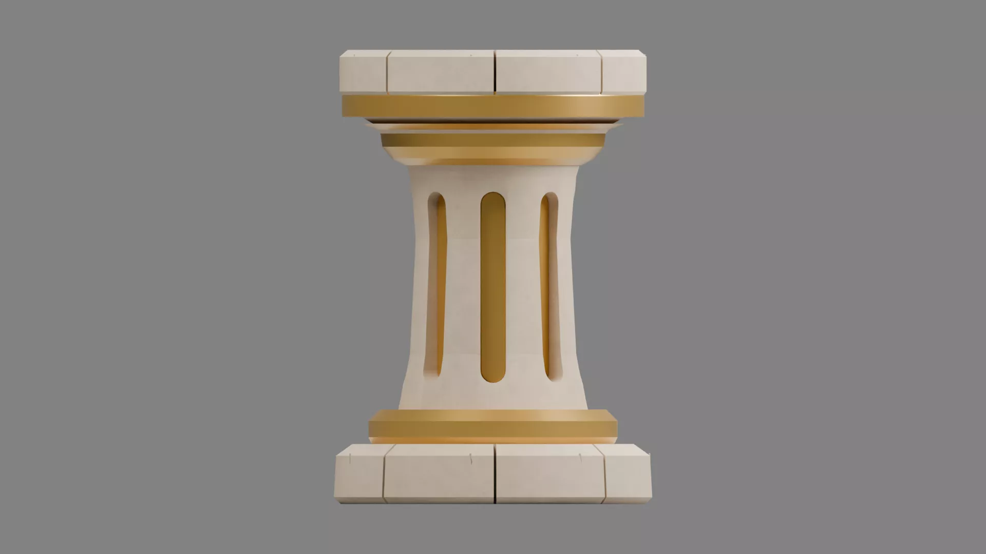 Ivory Column Pedestal with Gold Fluting Low-poly 3D model