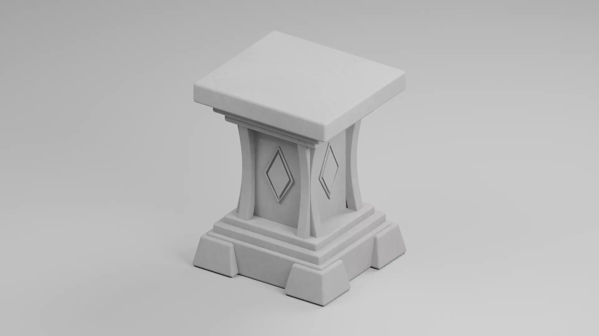 Square Gray Display Plinth with Diamond Panels Low-poly 3D model