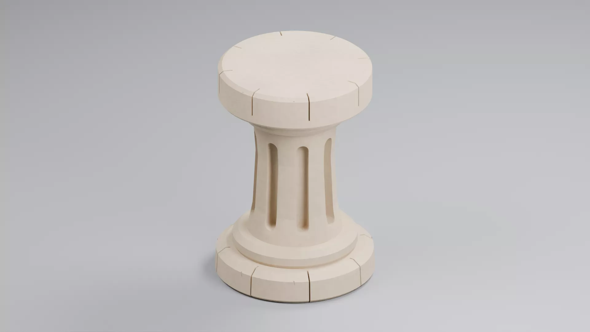Round Classical Stone Pedestal with Grooves Low-poly 3D model