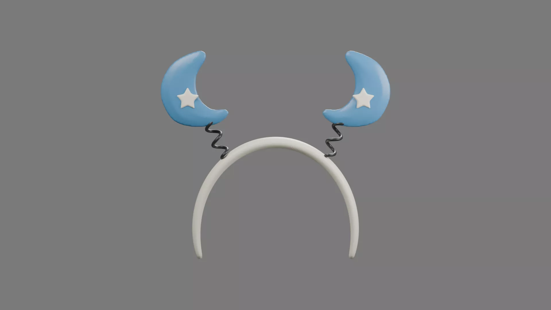 White Headband with Blue Crescent Moons Low-poly 3D model