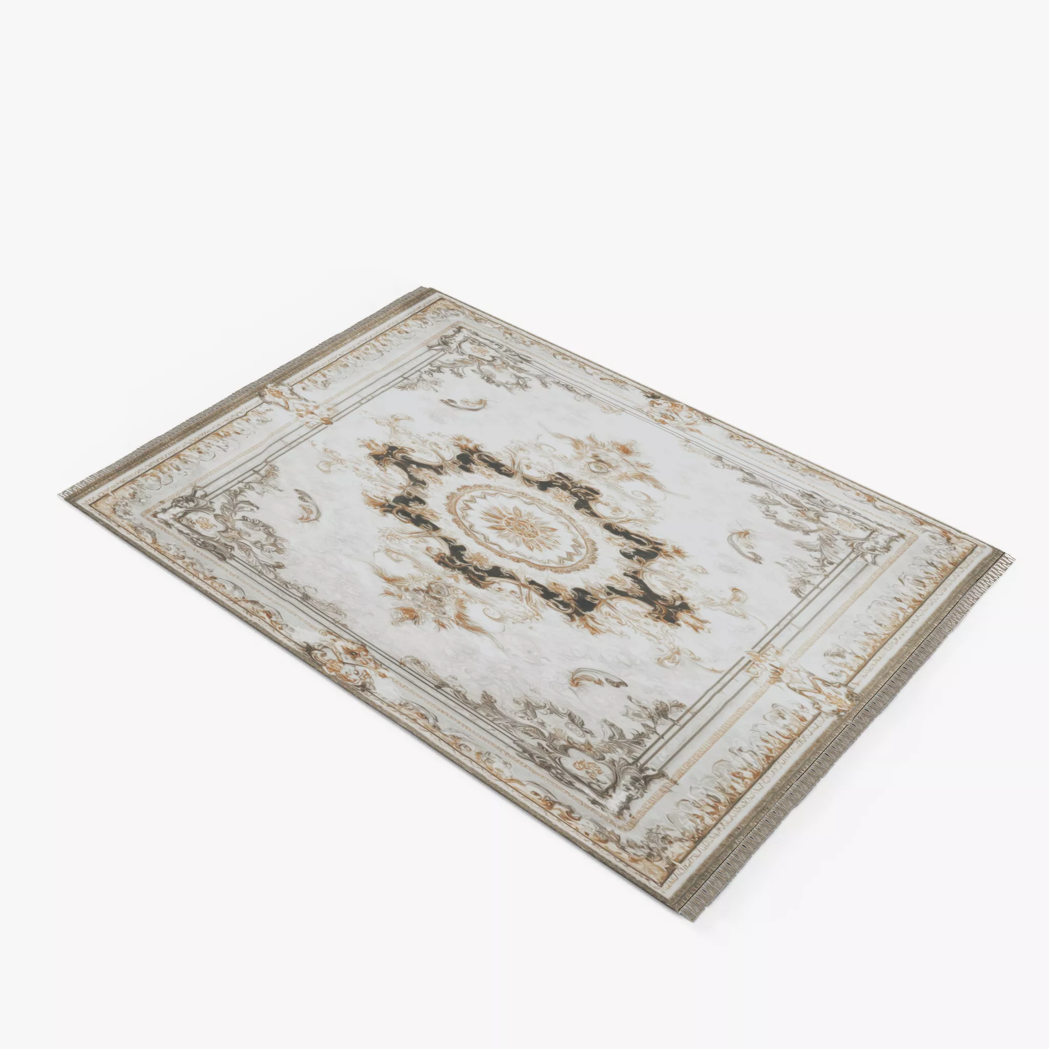 Pasha Rug - Ornate Cream and Gold Carpet 3D model