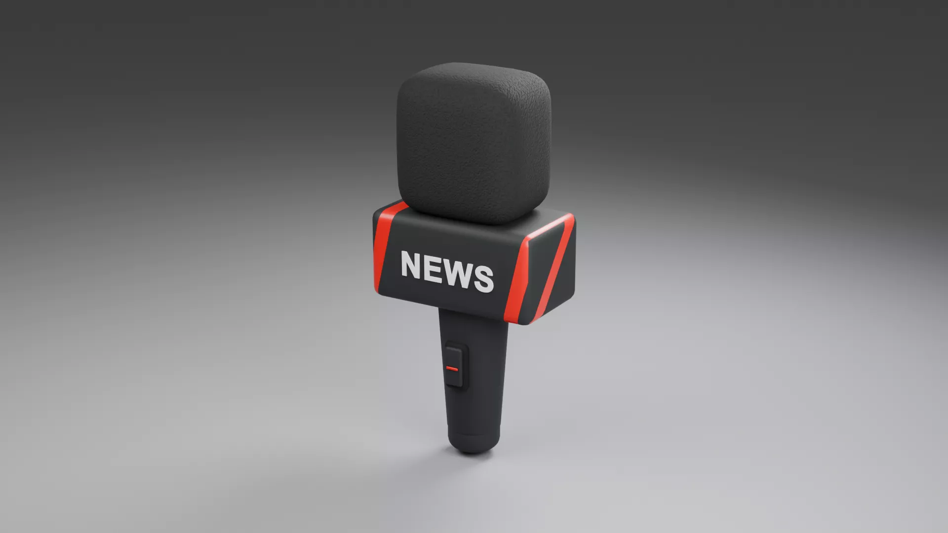 Black News Microphone with Red Trim Low-poly 3D model