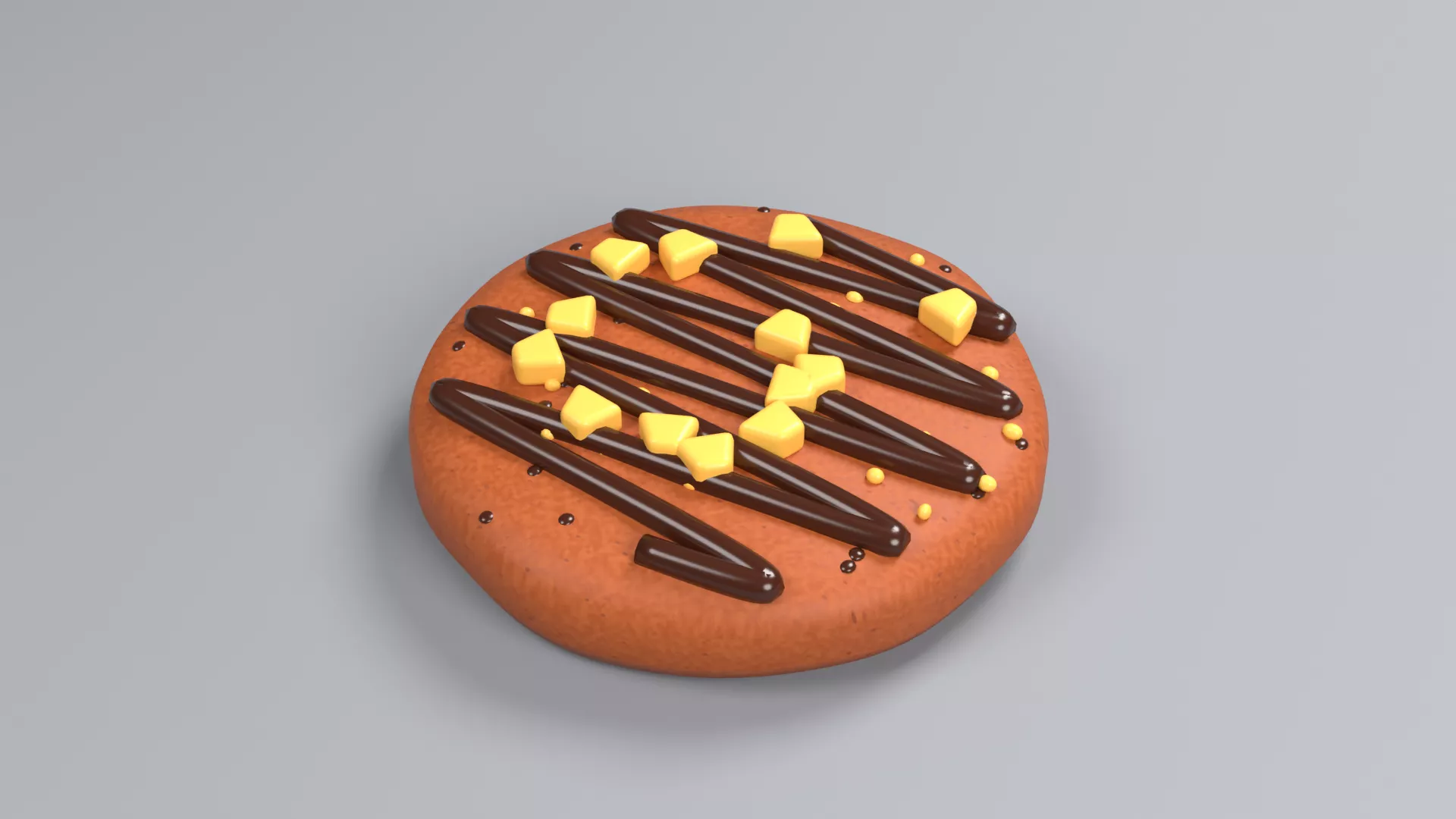 Chocolate Drizzle Pancake with Butter Pieces Low-poly 3D model