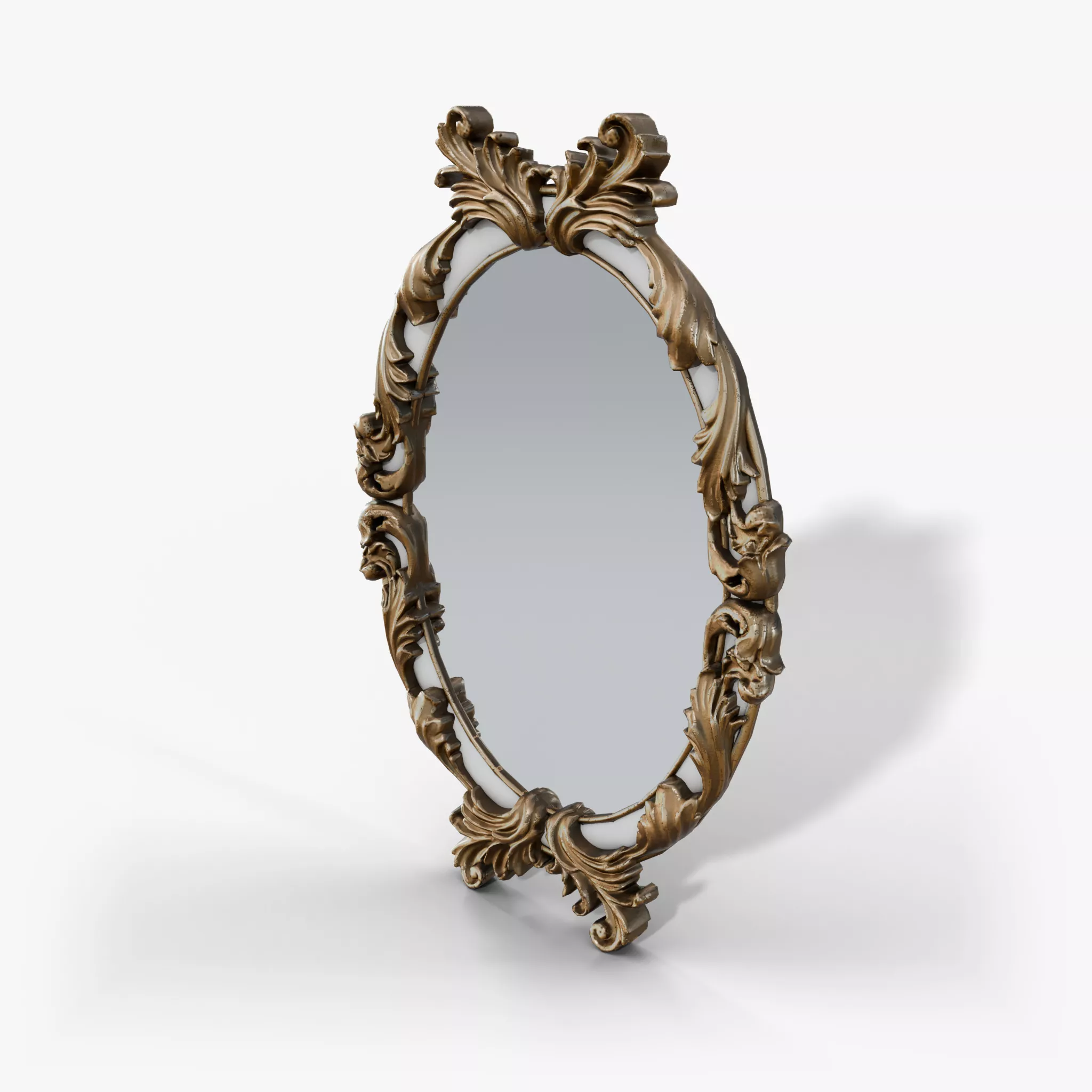 Pasha Oval Mirror - Baroque Carved Gold Wall Mirror 3D model