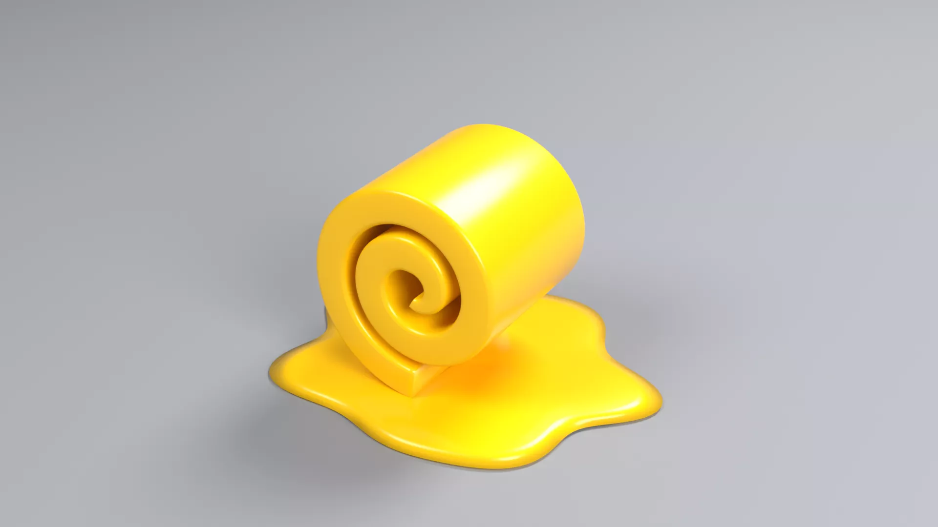 Curled Butter Roll in Melting Puddle Low-poly 3D model
