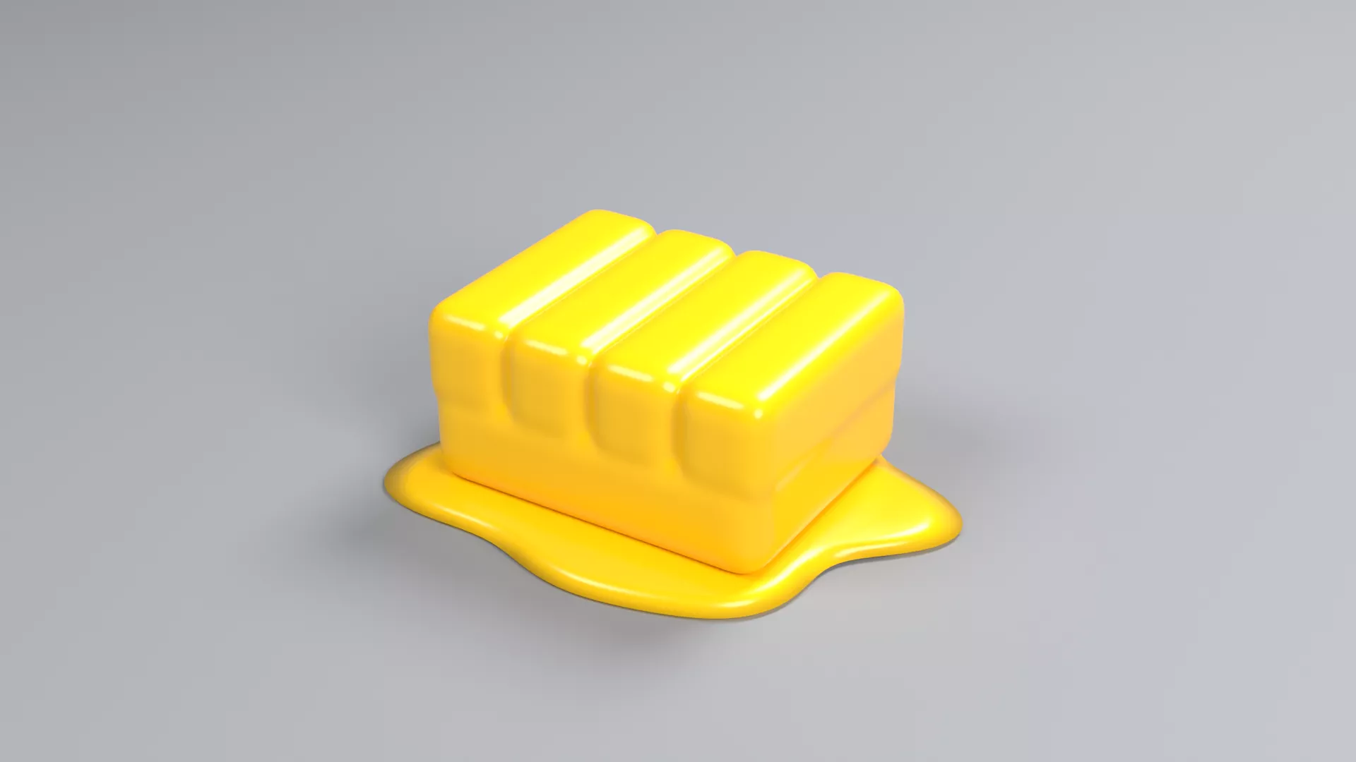 Sliced Golden Butter Block Low-poly 3D model
