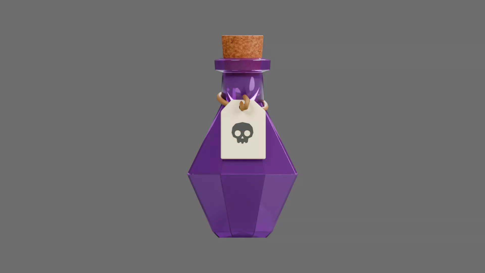 Purple Poison Flask with Skull Tag Low-poly 3D model