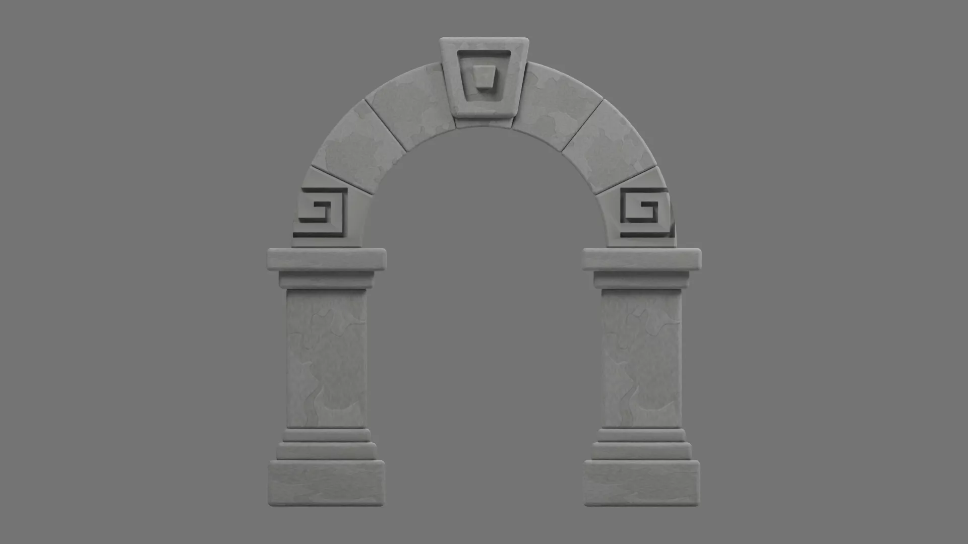Gray Classical Arch with Geometric Relief Low-poly 3D model