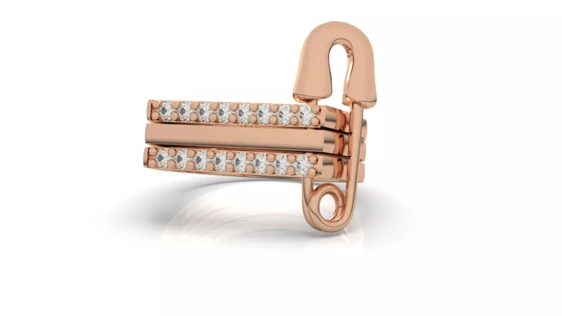 Savety Pin Fashion Ring 3D Print Model Jewelry 3D print model