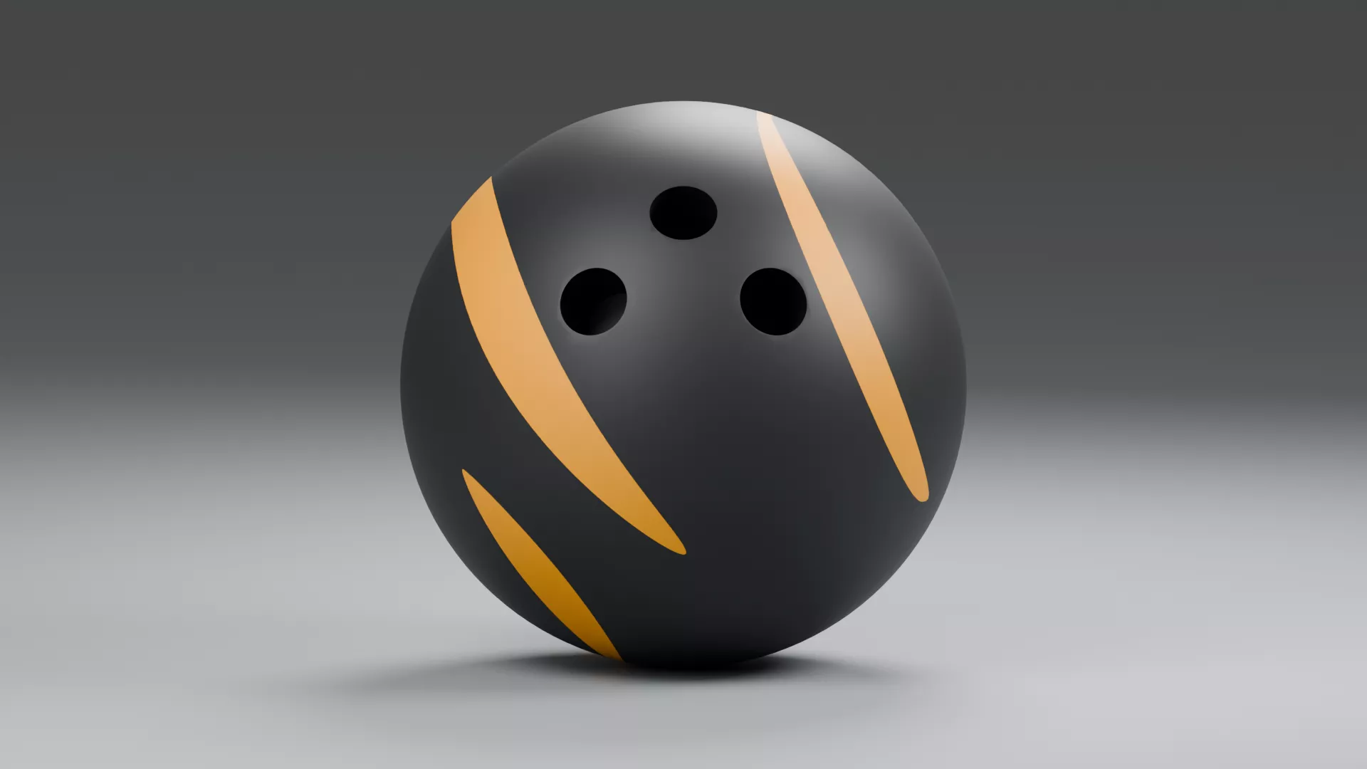 Dark Bowling Sphere with Golden Curved Stripe Low-poly 3D model
