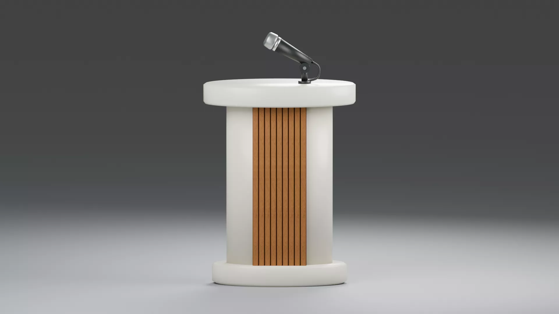 White and Wood Lectern with Microphone Low-poly 3D model