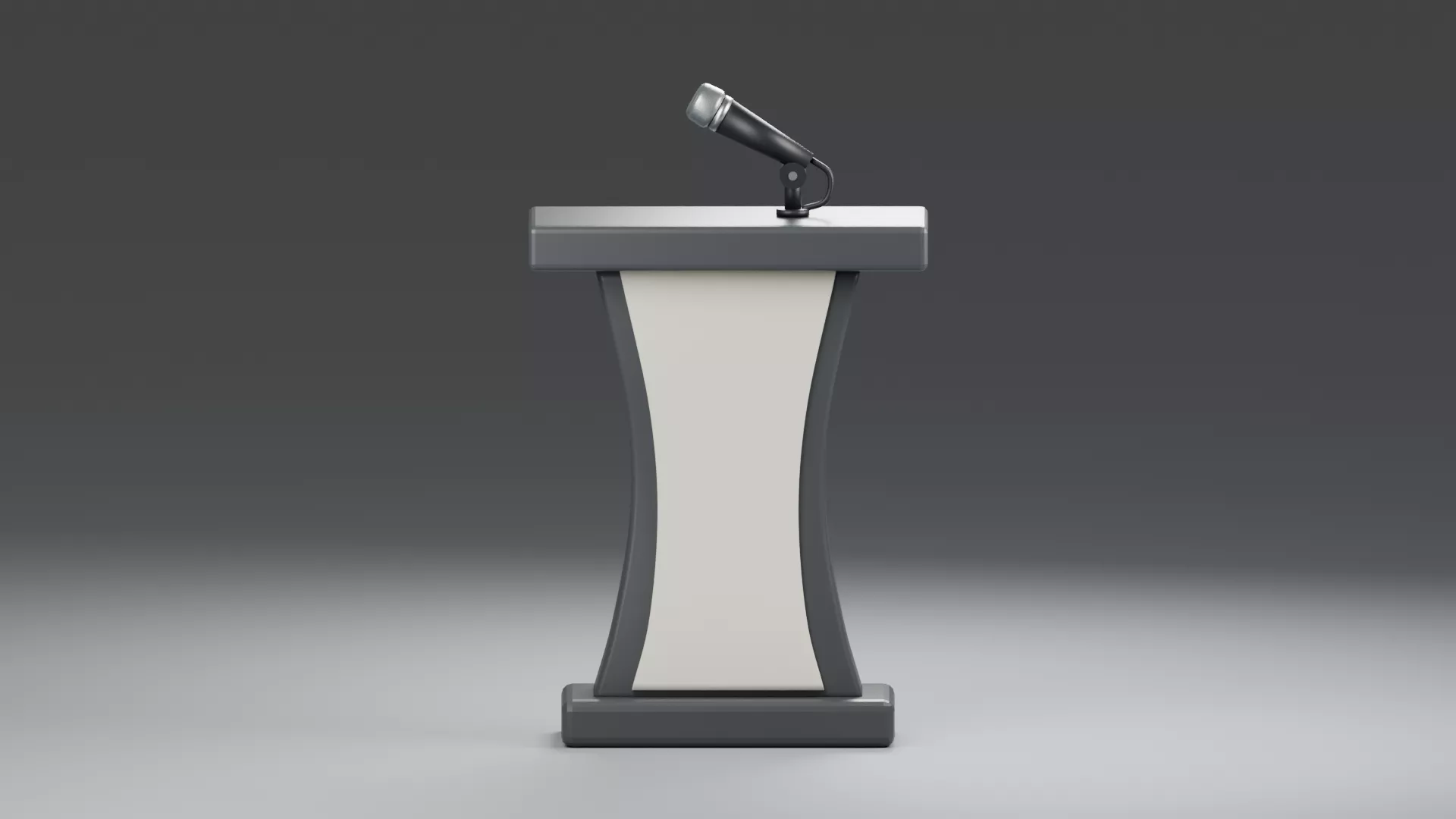 Curved Gray Presentation Podium Low-poly 3D model